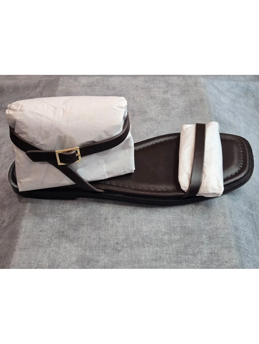 Quince Italian Leather Ankle Strap Flat Sandal - Coffee Bean - Women's 7.5 NEW